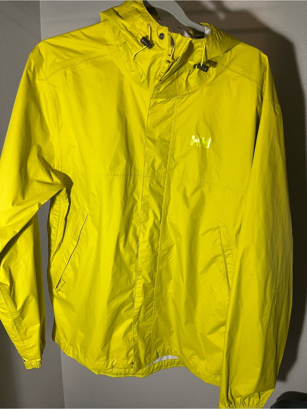 Helly Hansen Men’s Bright Yellow Hooded Rain Jacket
